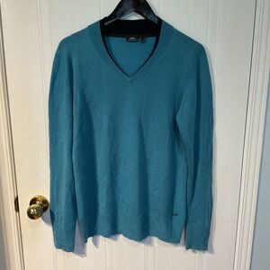 Mexx V-Neck Sweater Mens Size M Blue Excellent Merino Wool Blend Semi Slim
